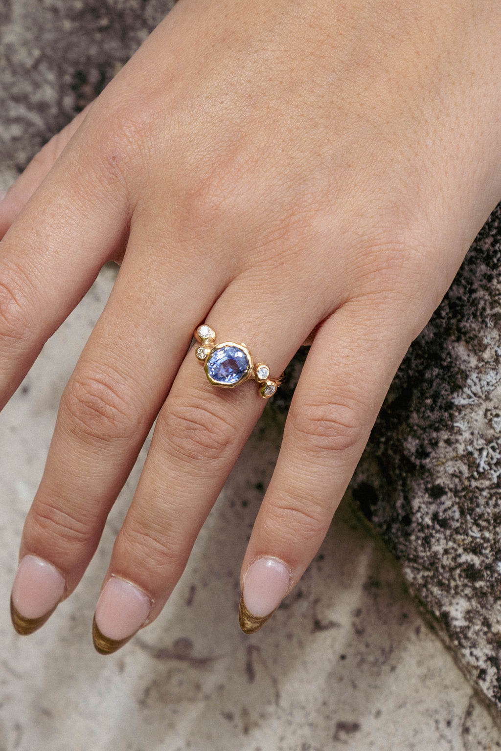 Oval Sapphire and Diamond Cluster Ring