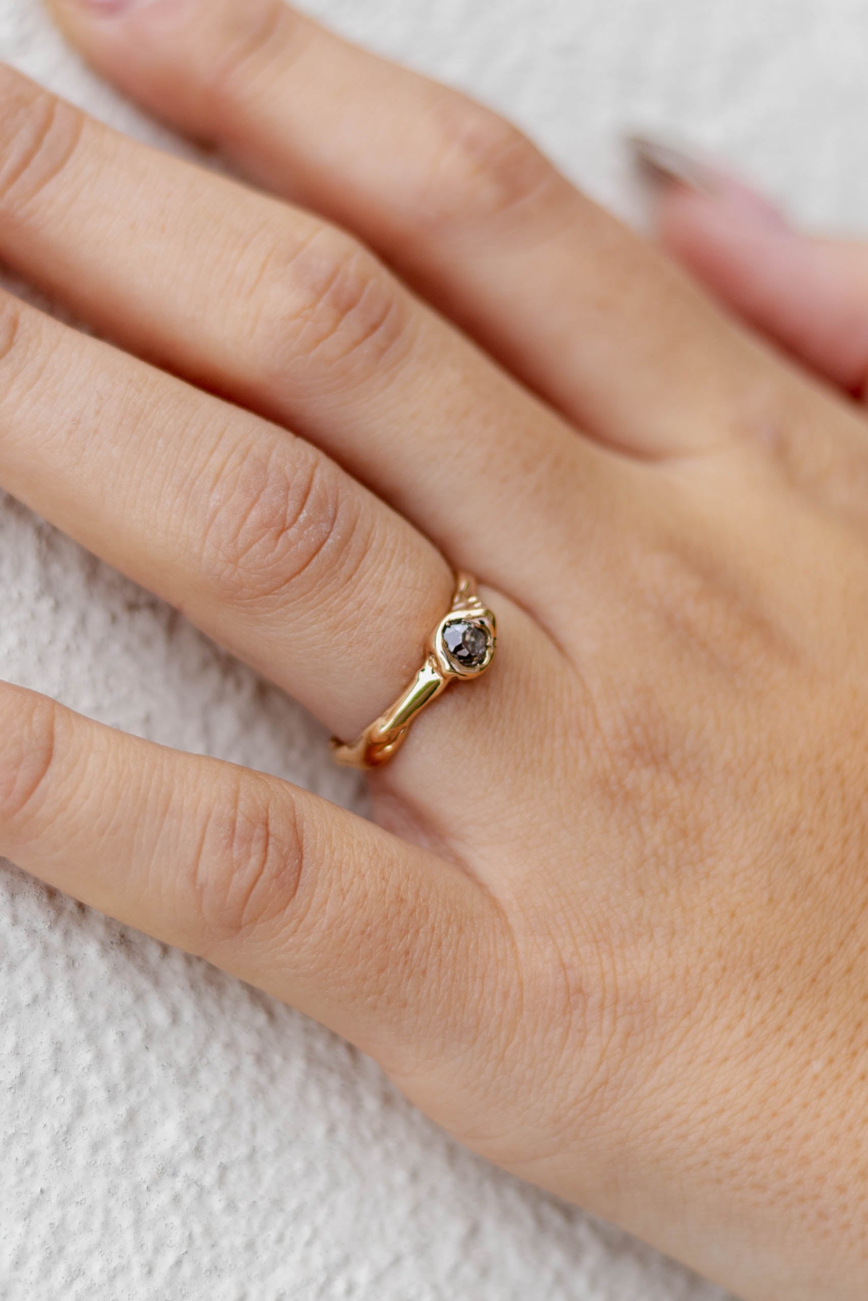 Victorian Old Cut Diamond 18k Rose Gold Solitaire Ring