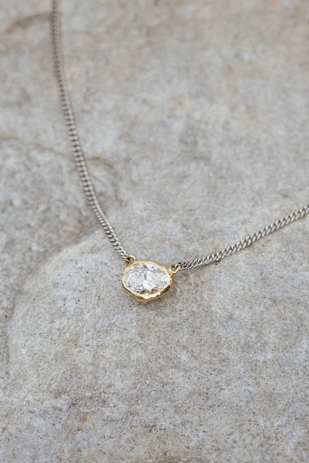 Solitaire Oval Diamond Necklace