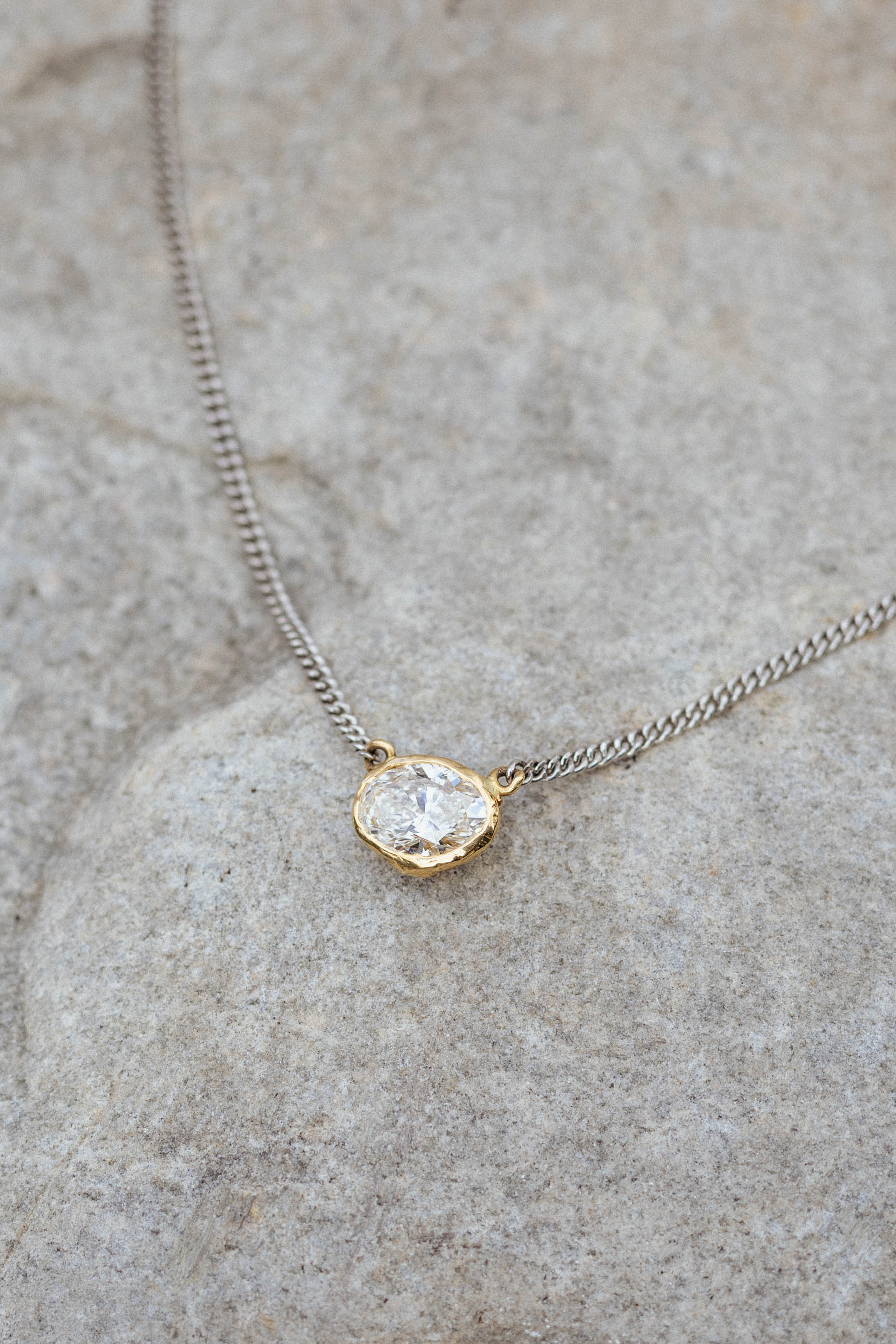 Solitaire Oval Diamond Necklace