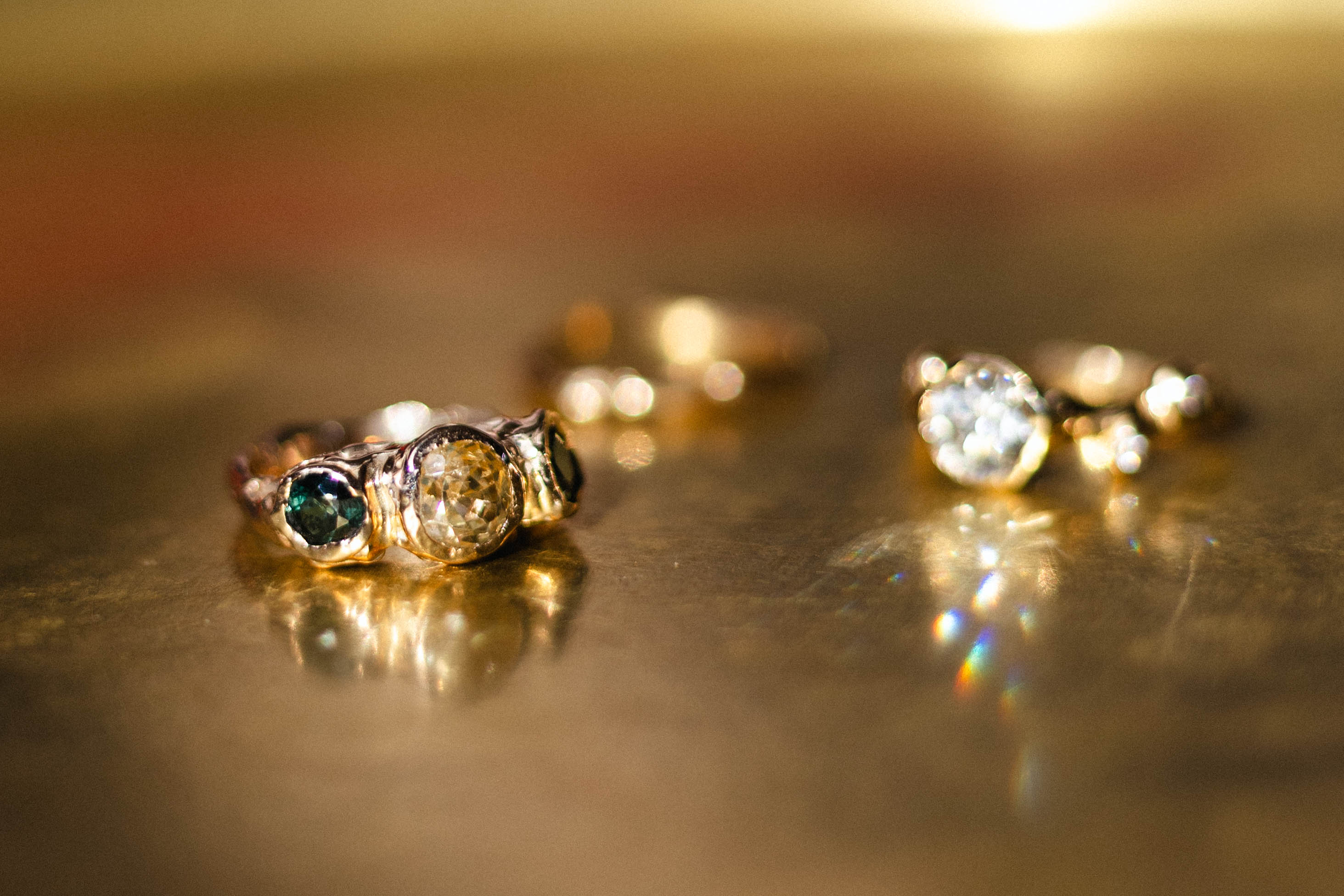 Trilogy Yellow Sapphire and Green Tourmaline Ring