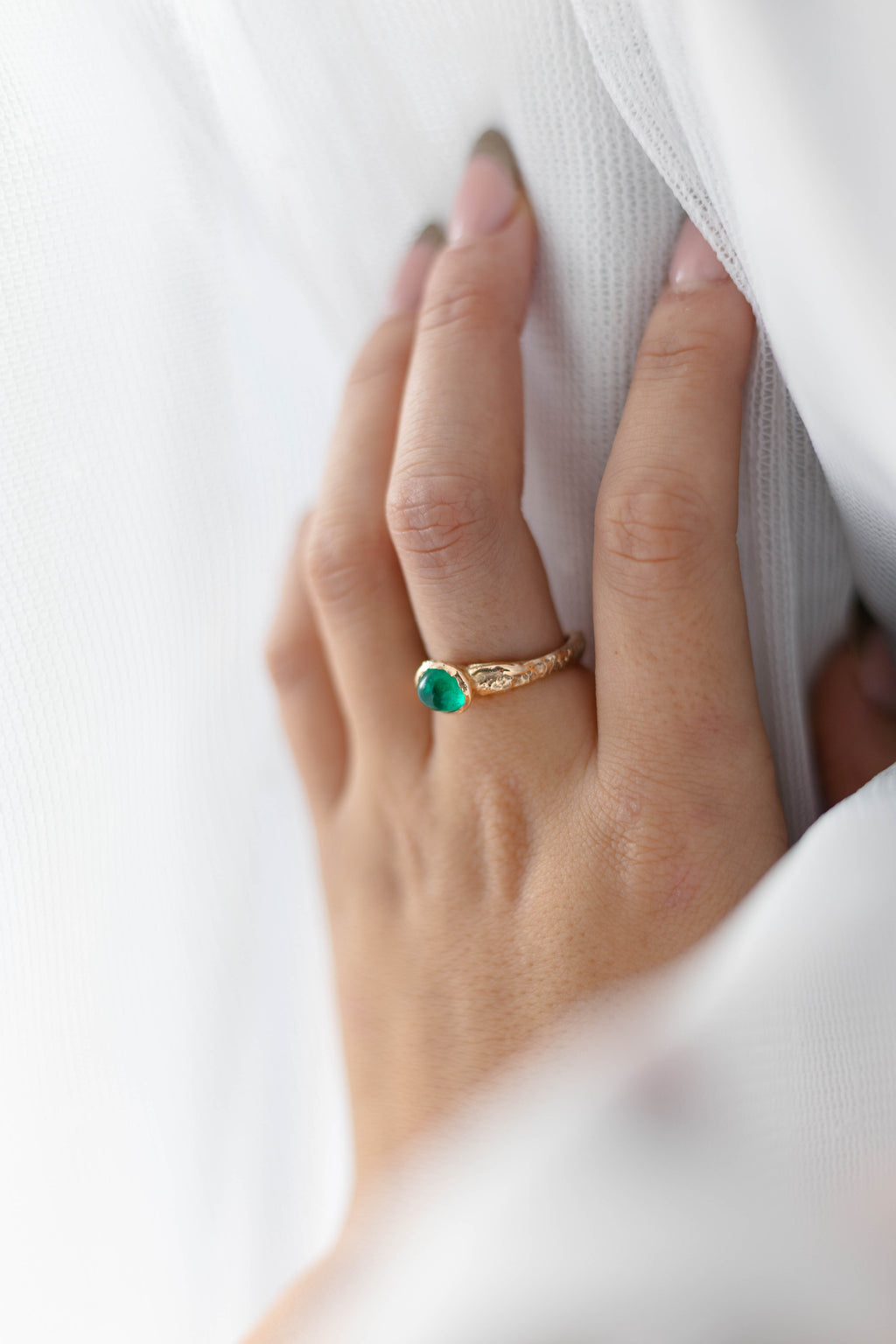 Oval Colombian Emerald Solitaire Ring
