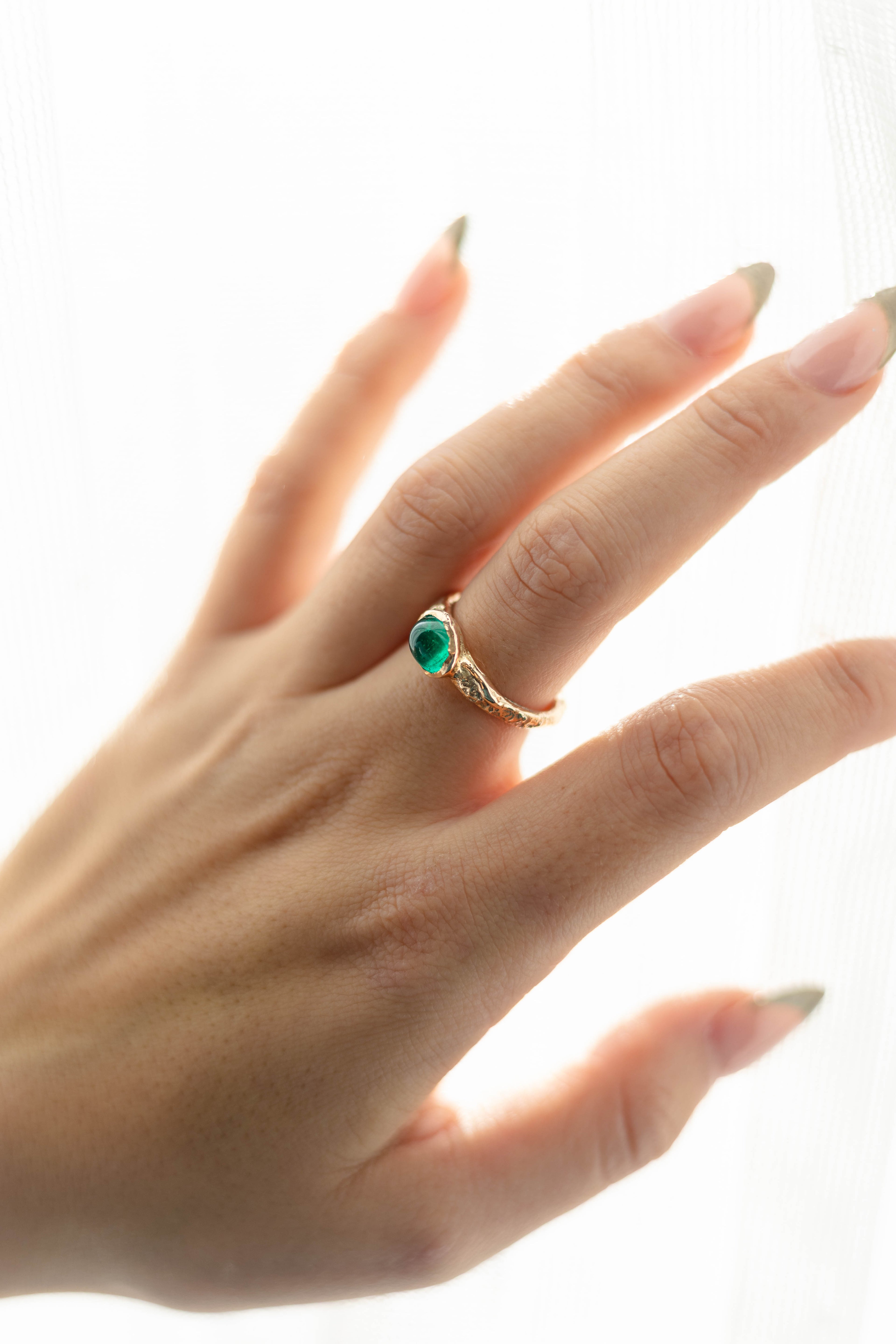 Oval Colombian Emerald Solitaire Ring