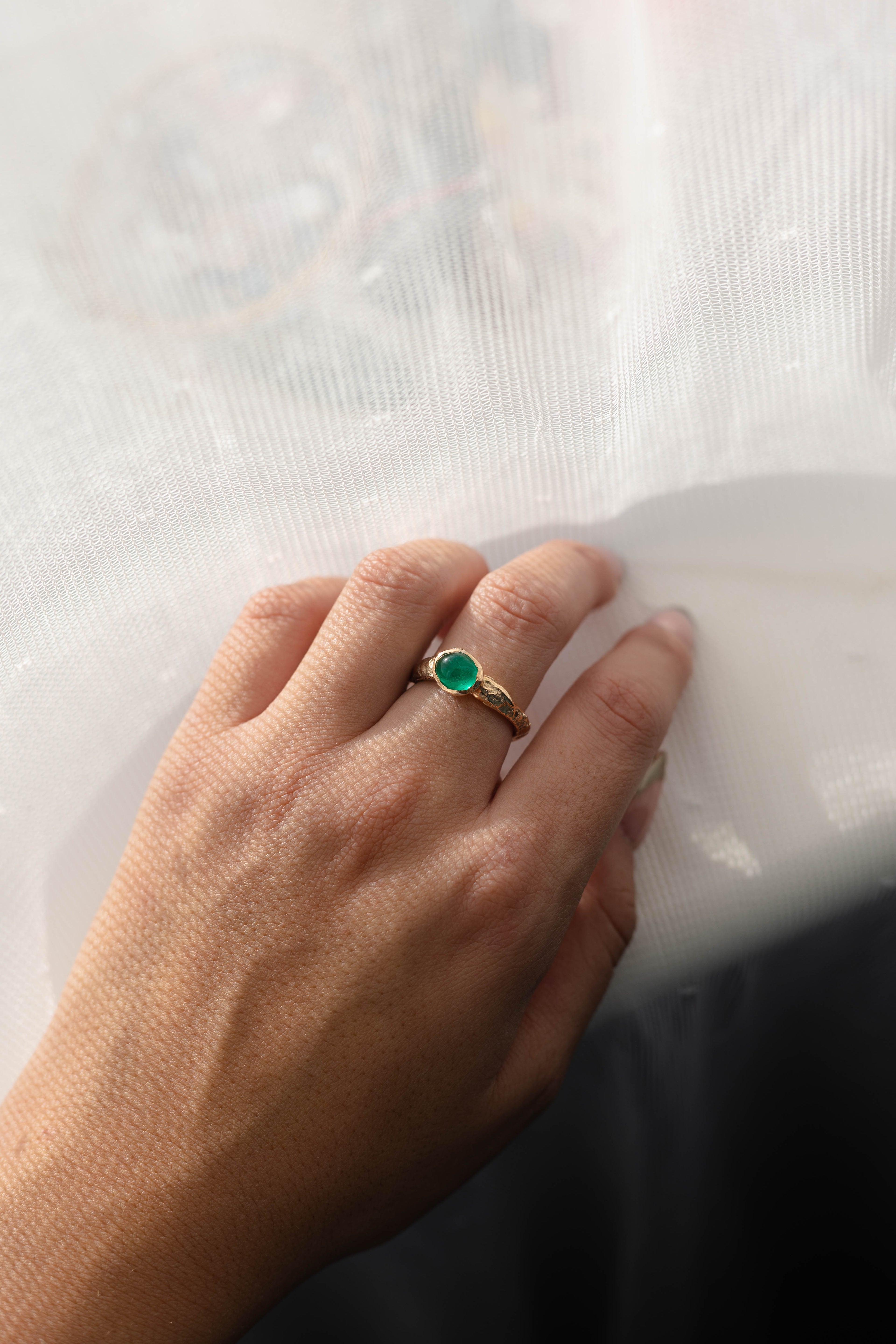 Oval Colombian Emerald Solitaire Ring