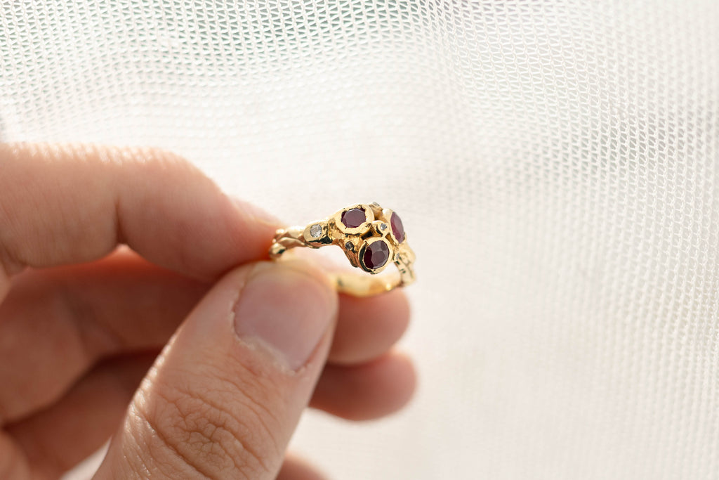 Trilogy Ruby and Diamond Ring