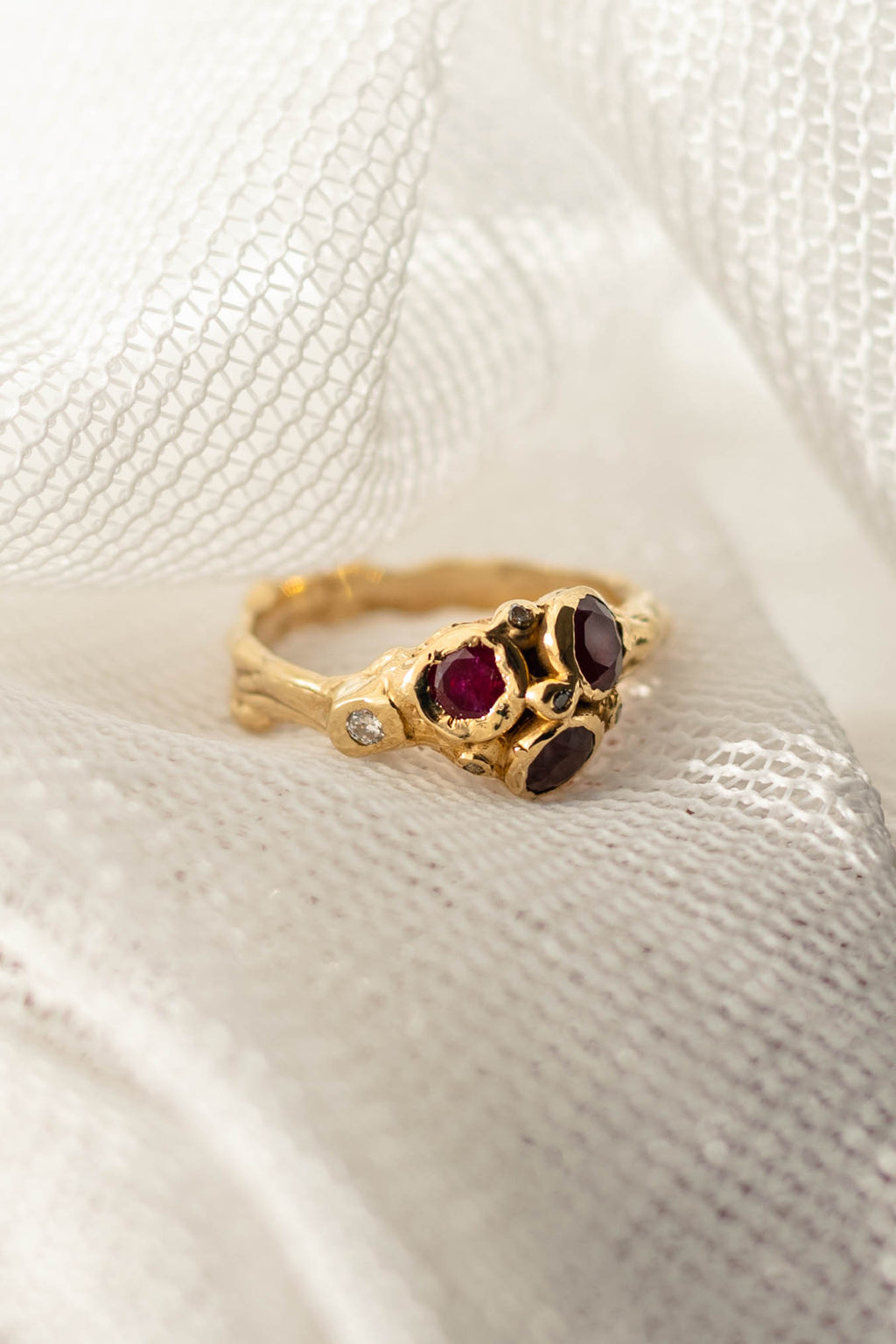 Trilogy Ruby and Diamond Ring