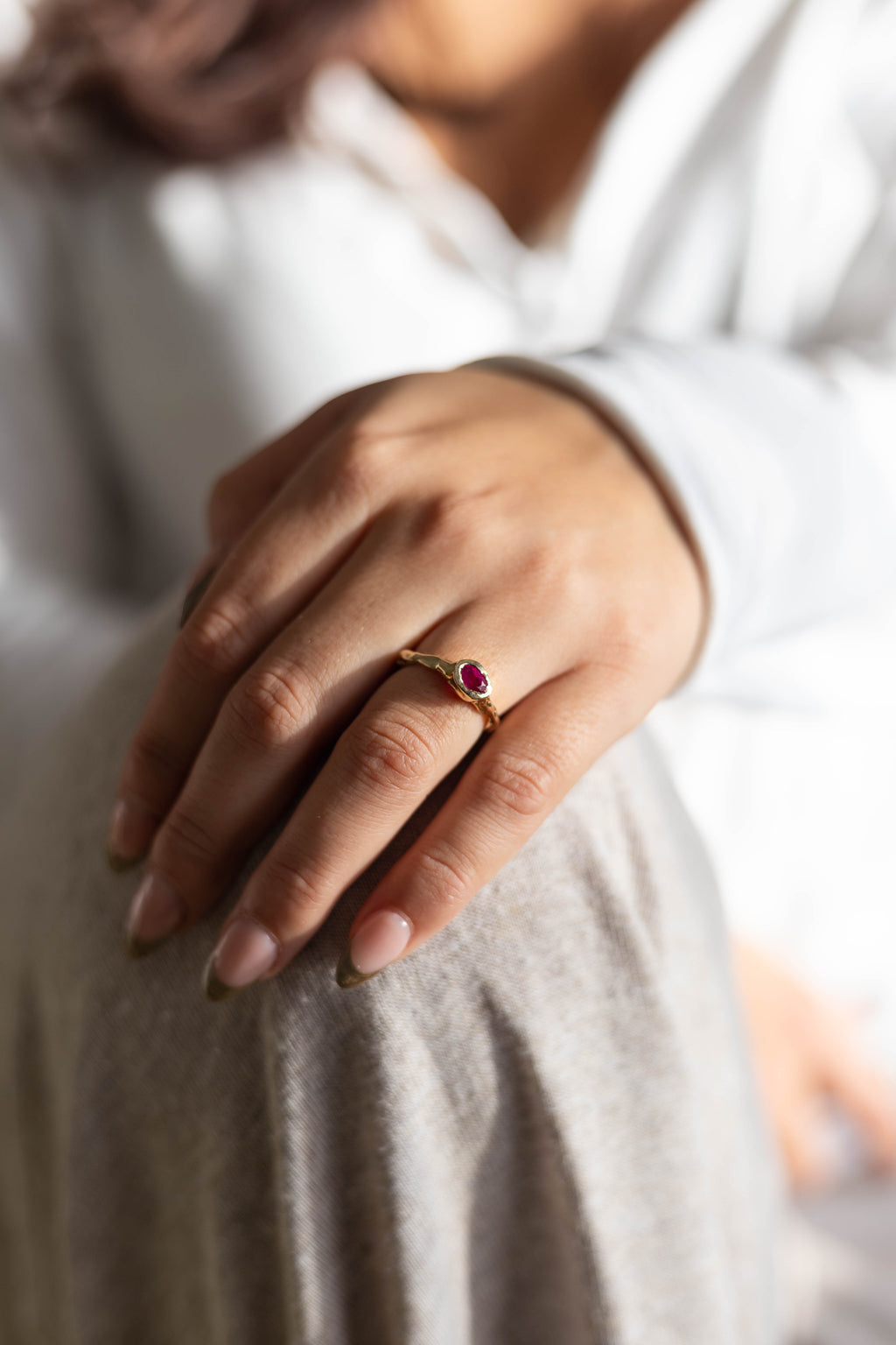 Oval Ruby Solitaire Ring