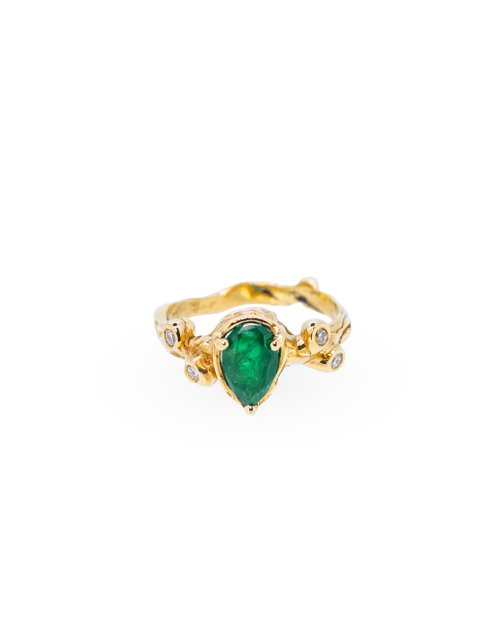 Pear Shape Emerald and Diamond Ring