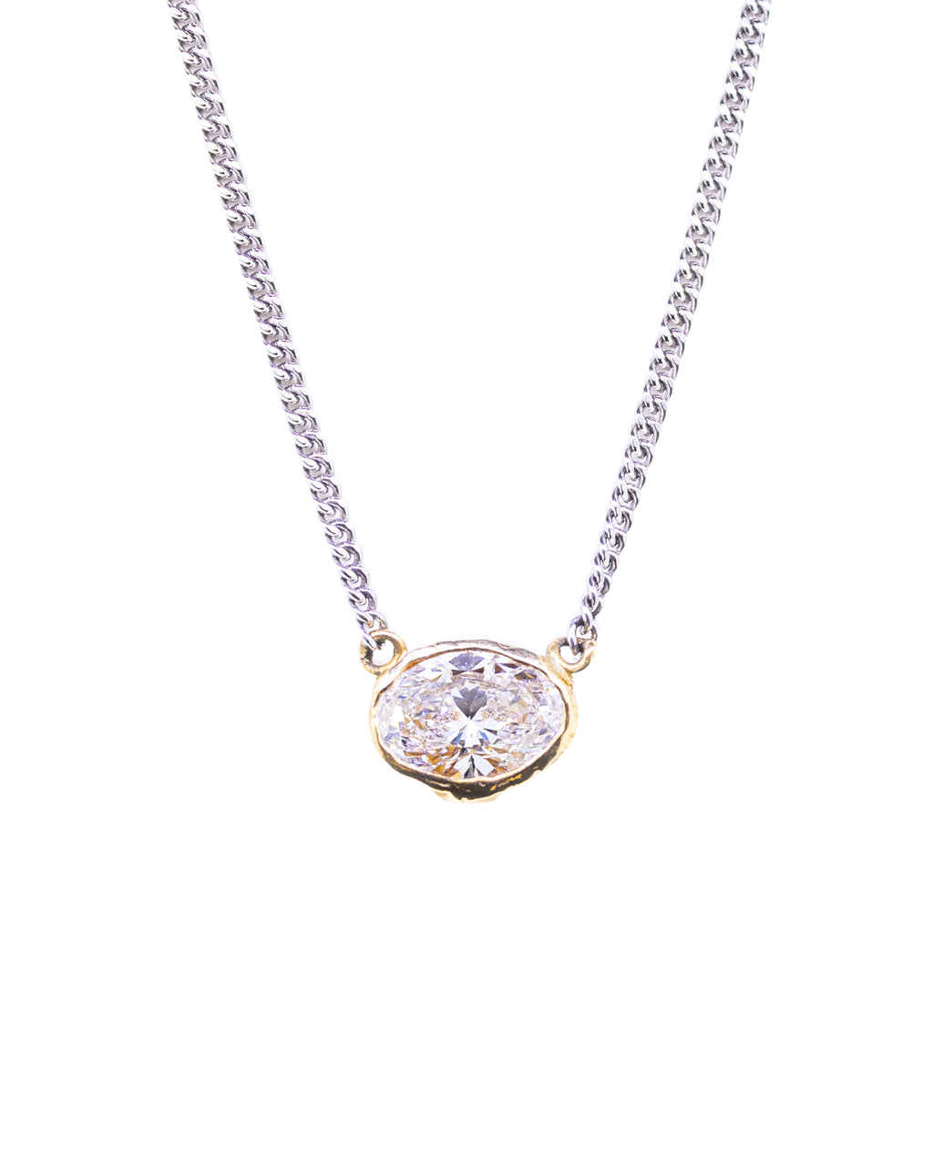 Solitaire Oval Diamond Necklace