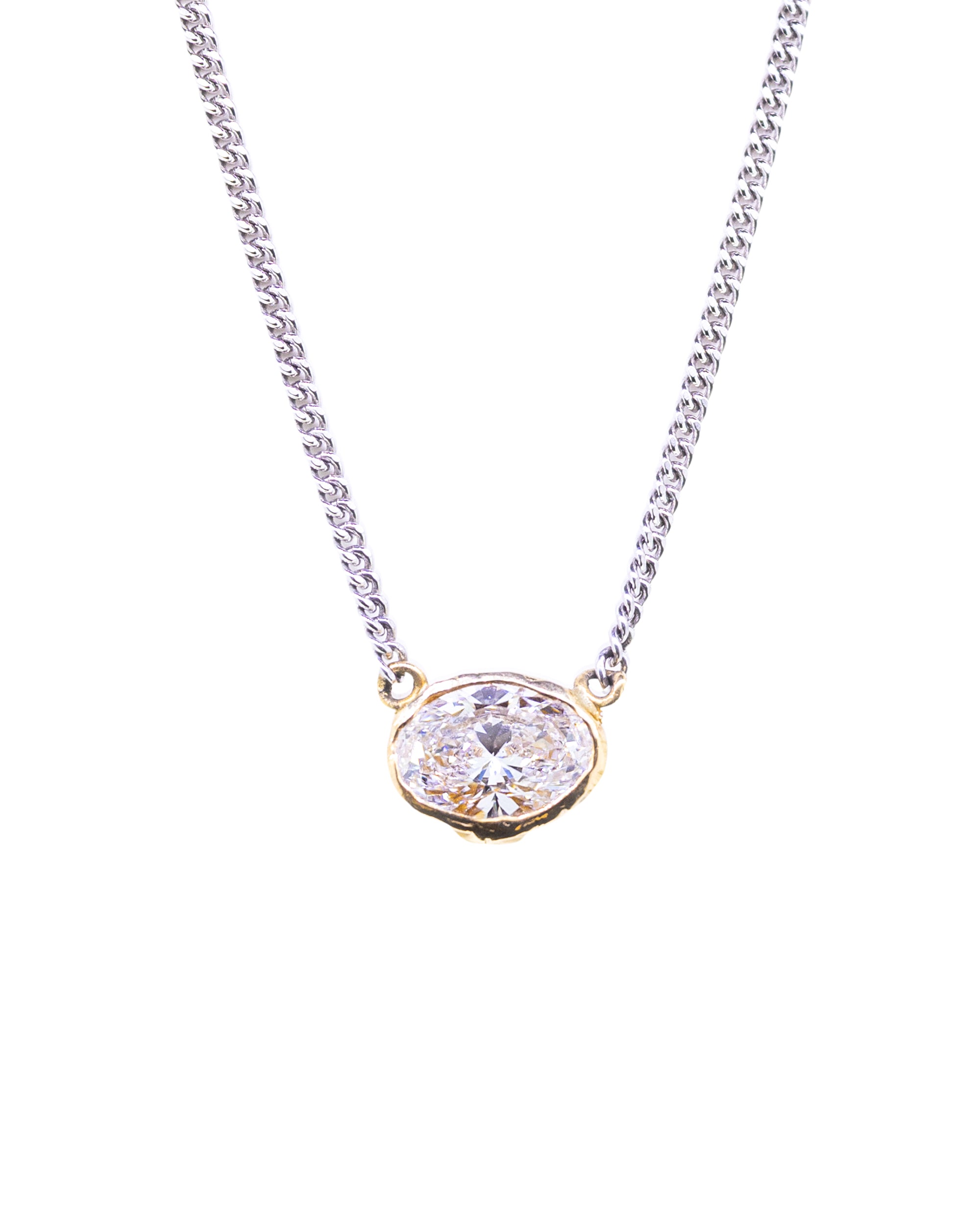 Solitaire Oval Diamond Necklace
