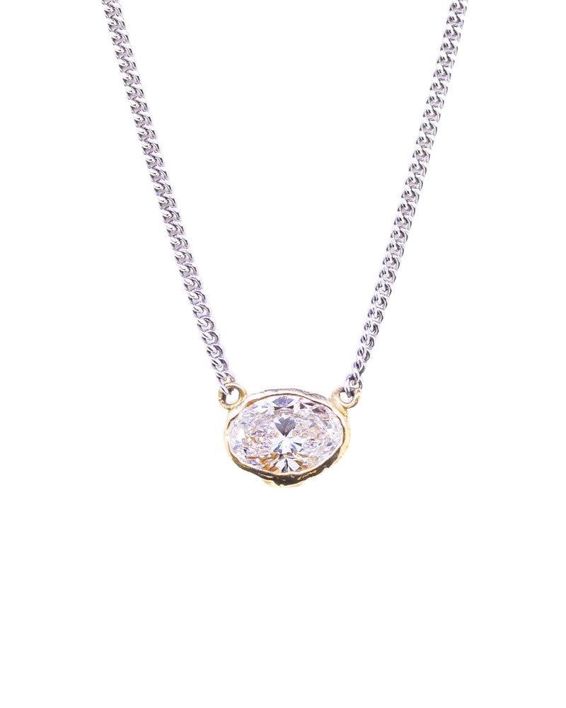 Solitaire Oval Diamond Necklace