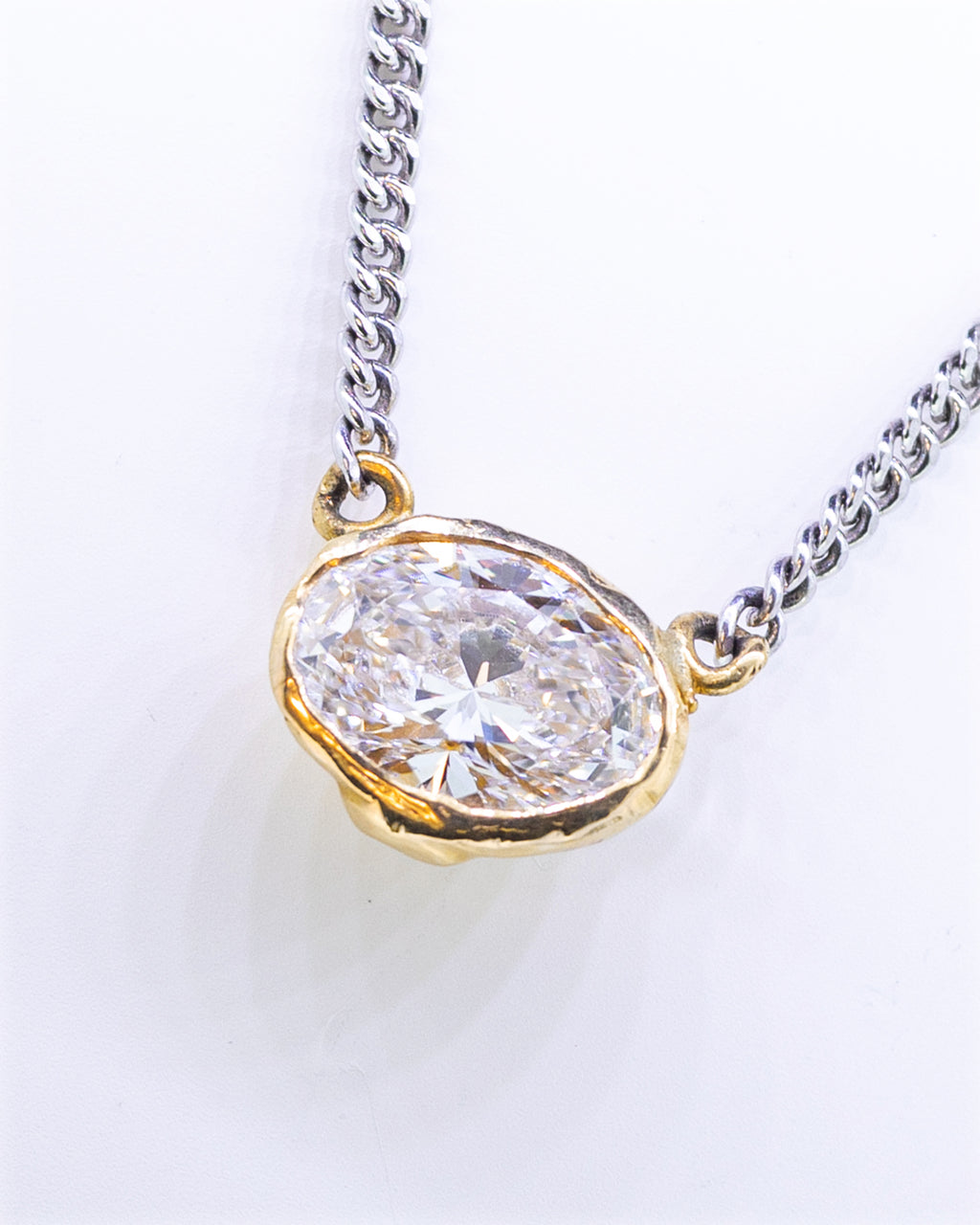 Solitaire Oval Diamond Necklace